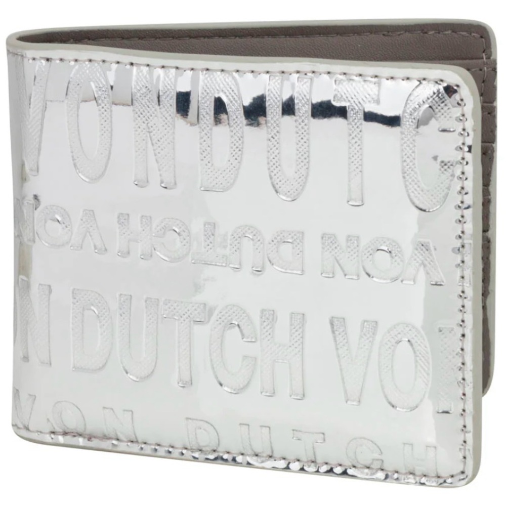 NWT VON DUTCH MENS SILVER CHROME MIRROR BI-FOLD REFLECTIVE WALLET